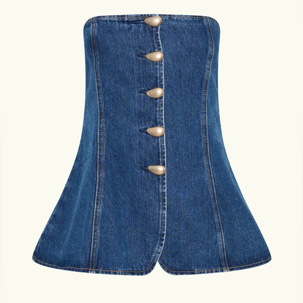 NWT Meshki LENNOX Strapless Longline Button Top